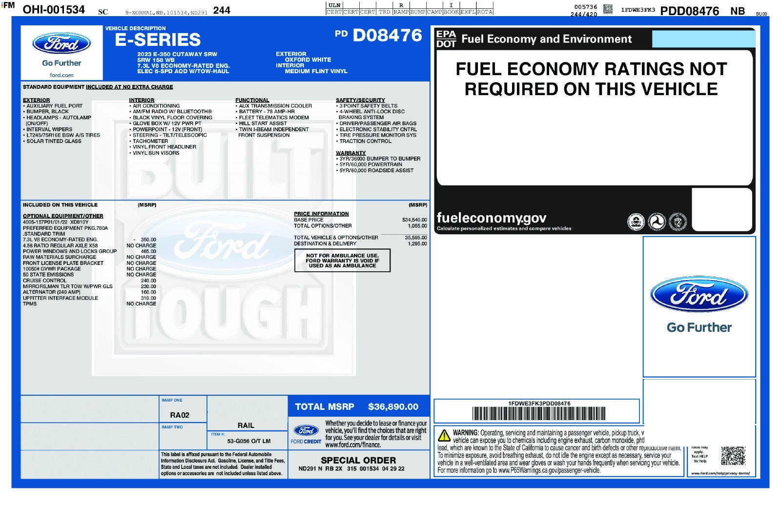 2023 Ford E-Series Cutaway Base