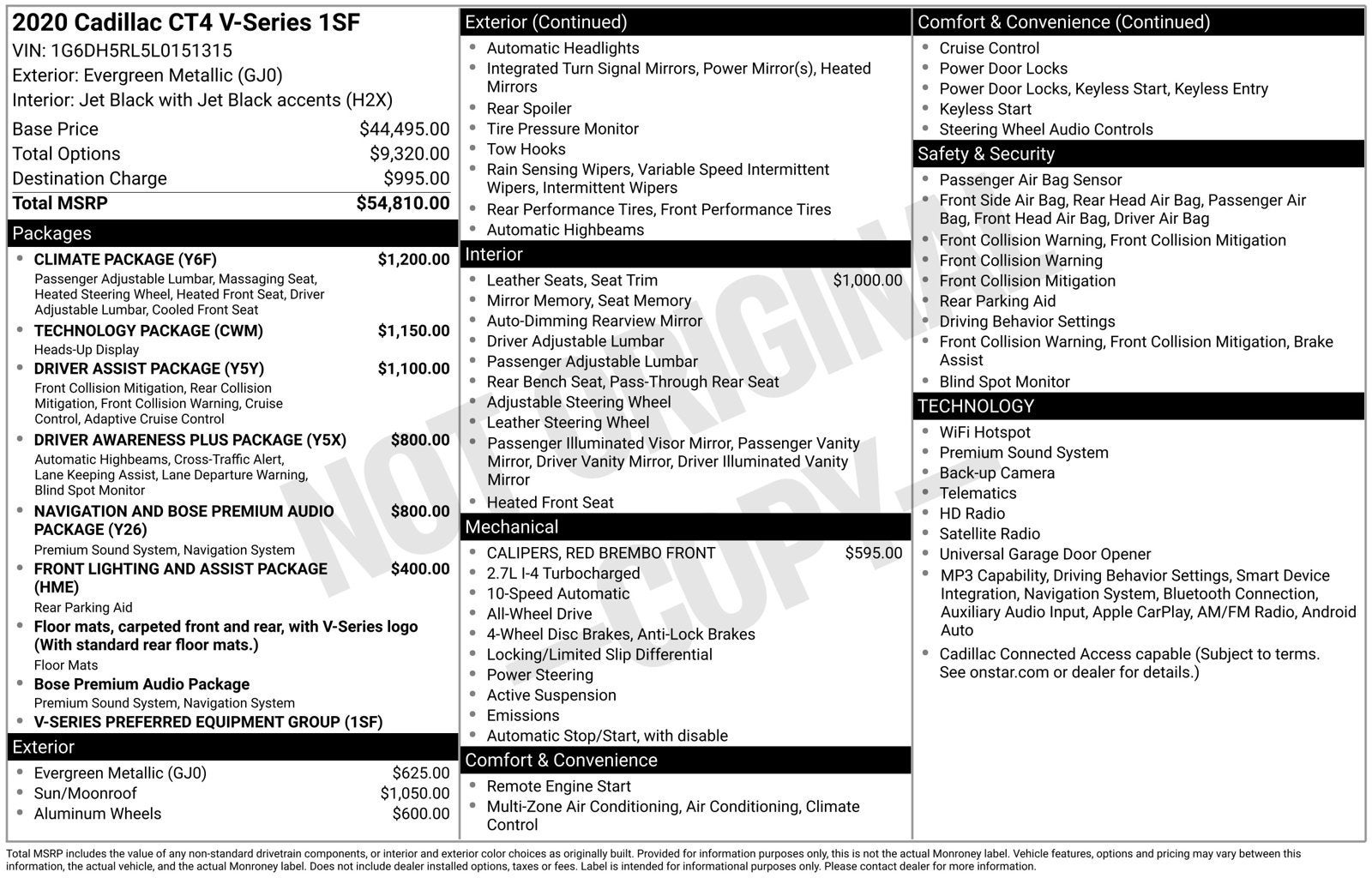 2020 Cadillac CT4-V V-Series
