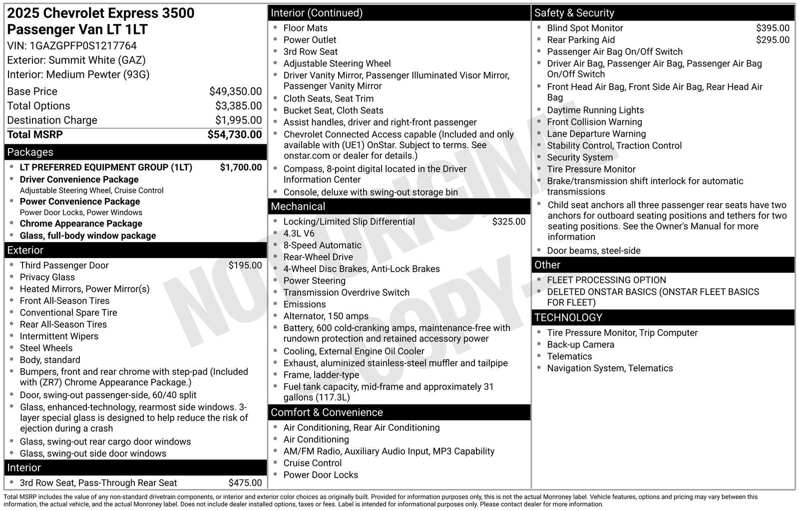 2025 Chevrolet Express Passenger 1LT