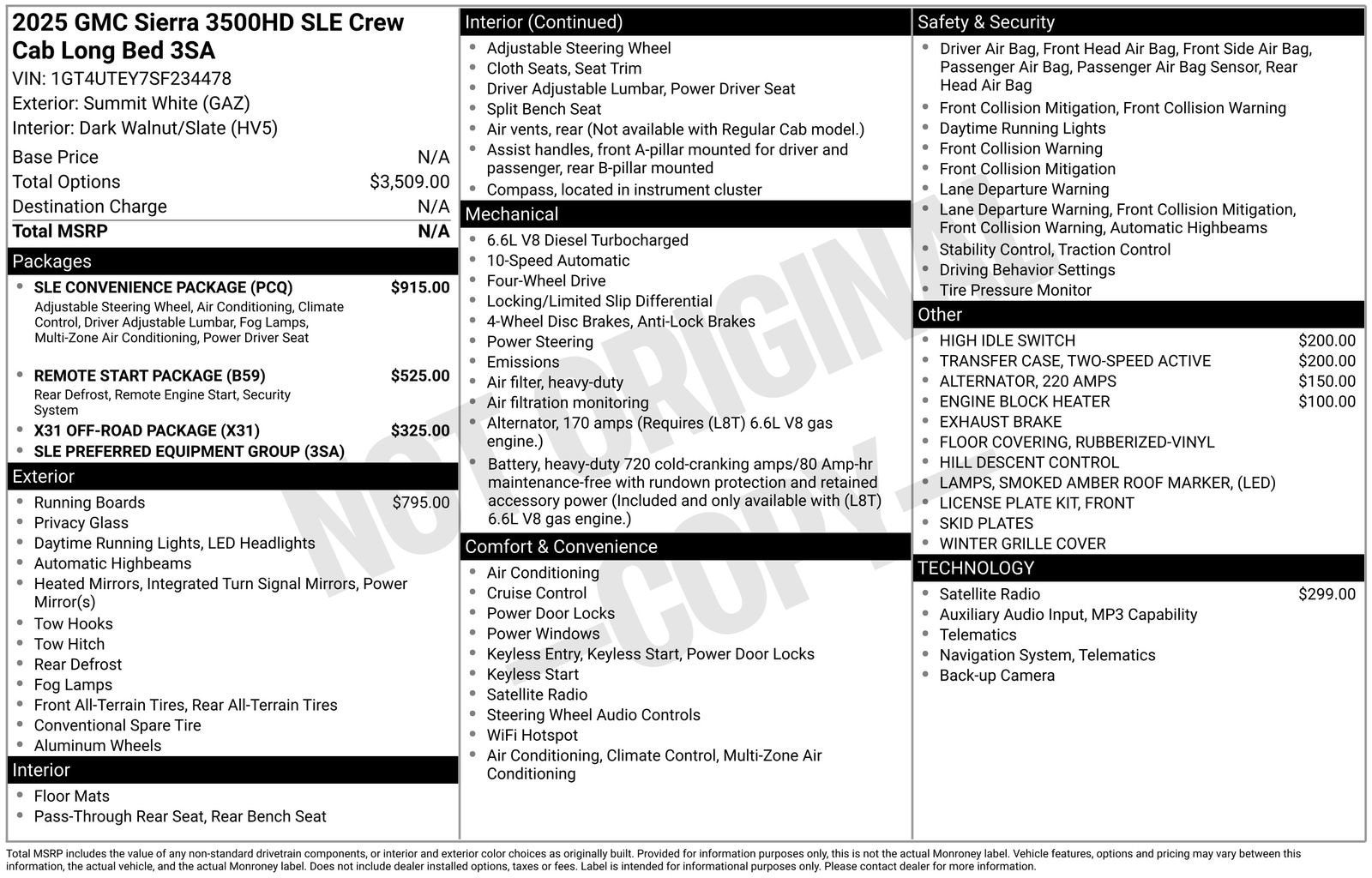 2025 GMC Sierra 3500 HD SLE