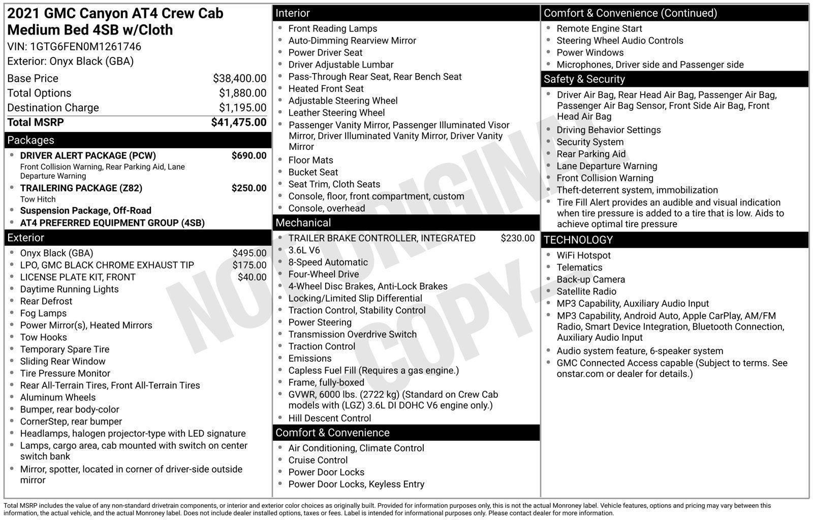 2021 GMC Canyon 4WD AT4 w/Cloth