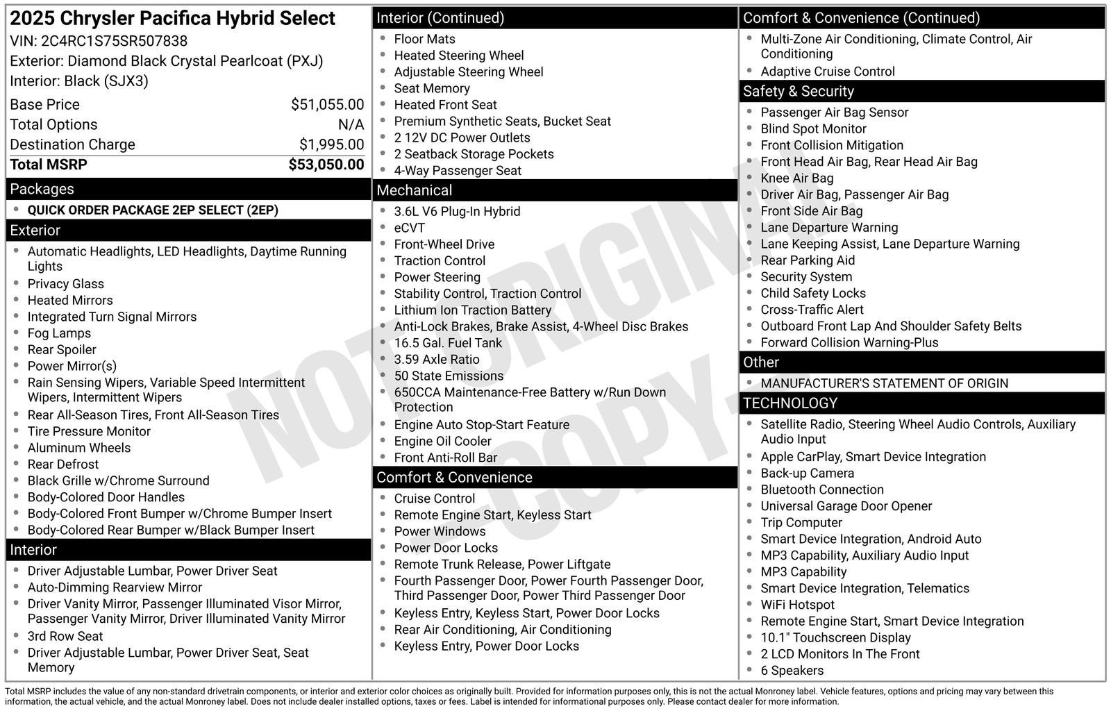 2025 Chrysler Pacifica Hybrid Select